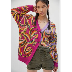 Farm Rio Banana Cardigan Sweater Anthropologie Medium